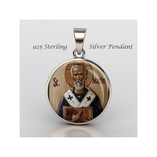 Saint Martin Of Tours Religious Devotional sterling silver 925 Christian Medal Patron