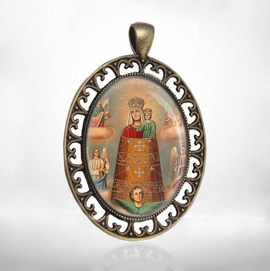 Addition of the Mind Theotokos Orthodox Medal Pendant Mary and Jesus Baby Religious  Style Jewelry