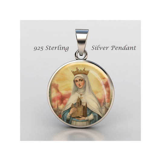 Saint Begga Catholic sterling silver 925 Christian Medal Patron Pendant image 0