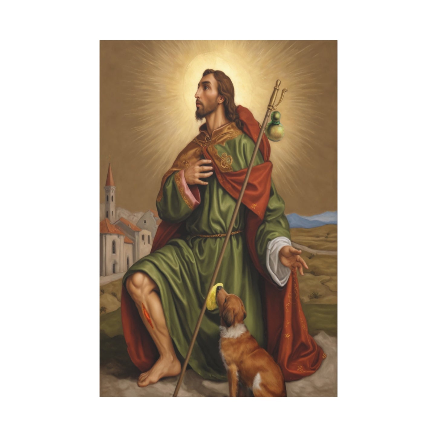 Ready To Hang - St. Roch Rocco Catholic Canvas Wall Art, Christian Decor