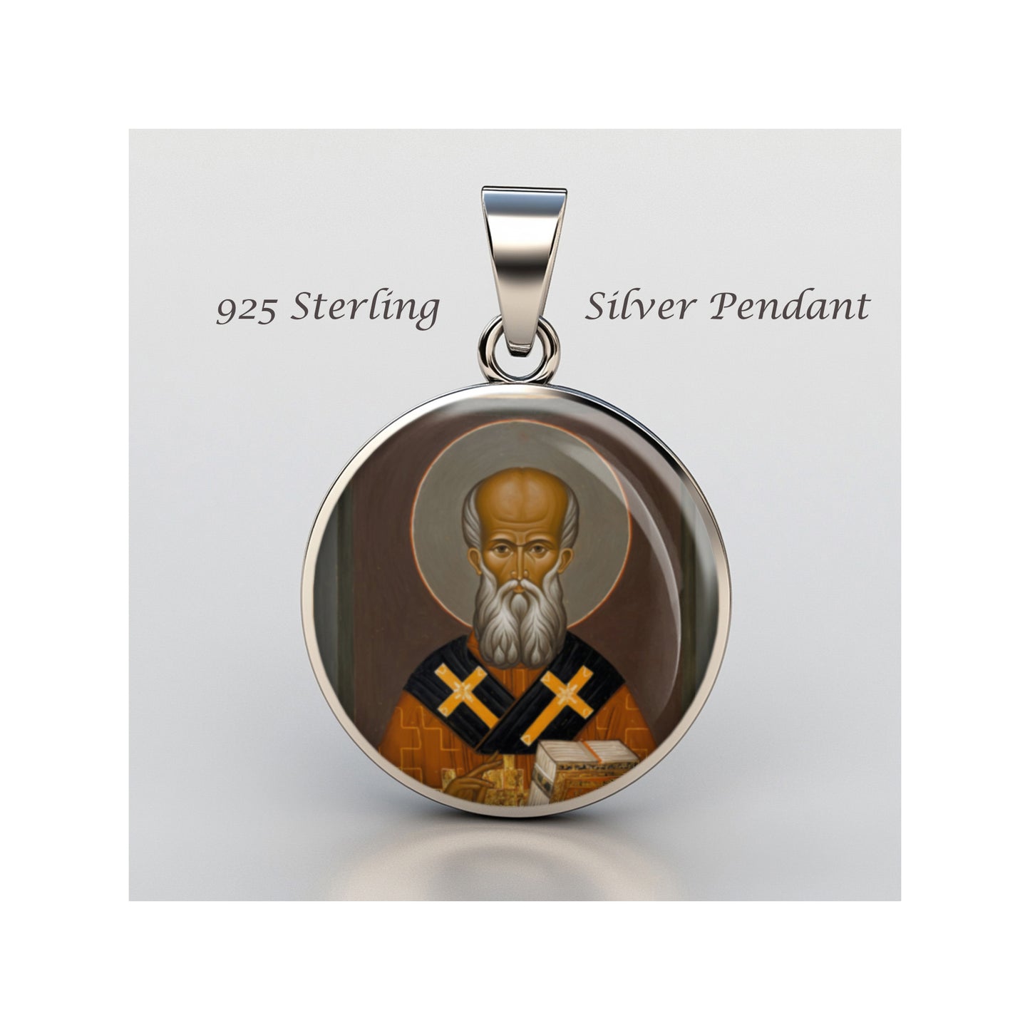 Saint Athanasius Of Athos Catholic sterling silver 925 Christian Medal Patron image 0