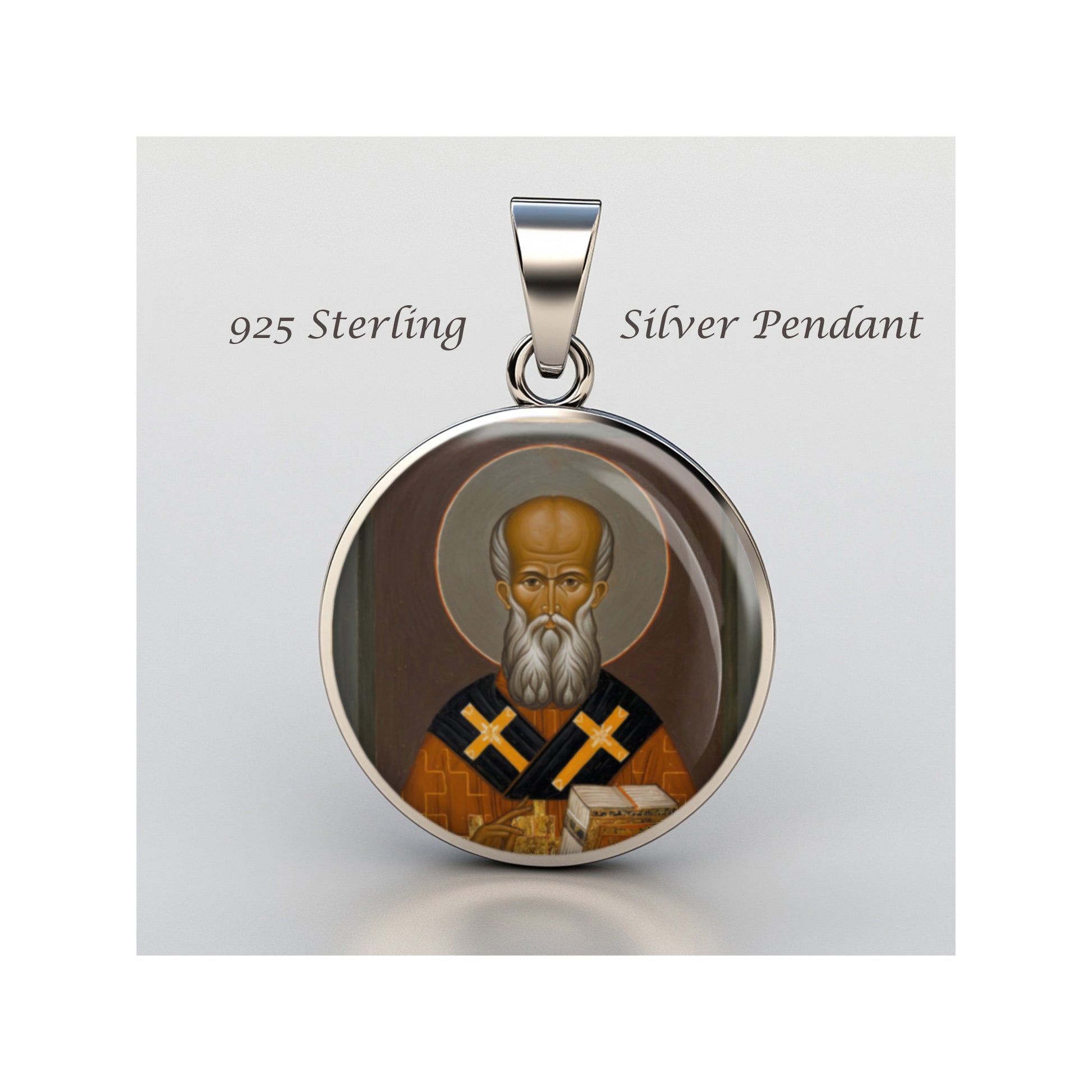 Saint Athanasius Of Athos Catholic sterling silver 925 Christian Medal Patron image 0