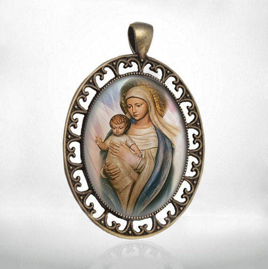 Virgin Mary Our Lady of Snows -  Religious Catholic Medal Pendant Jewelry