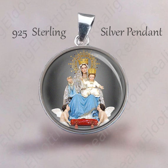 Our Lady of Arabia Virgin Mary Sterling Silver Pendant. Religious Christian 925 Silver Medal. Religious Medallion