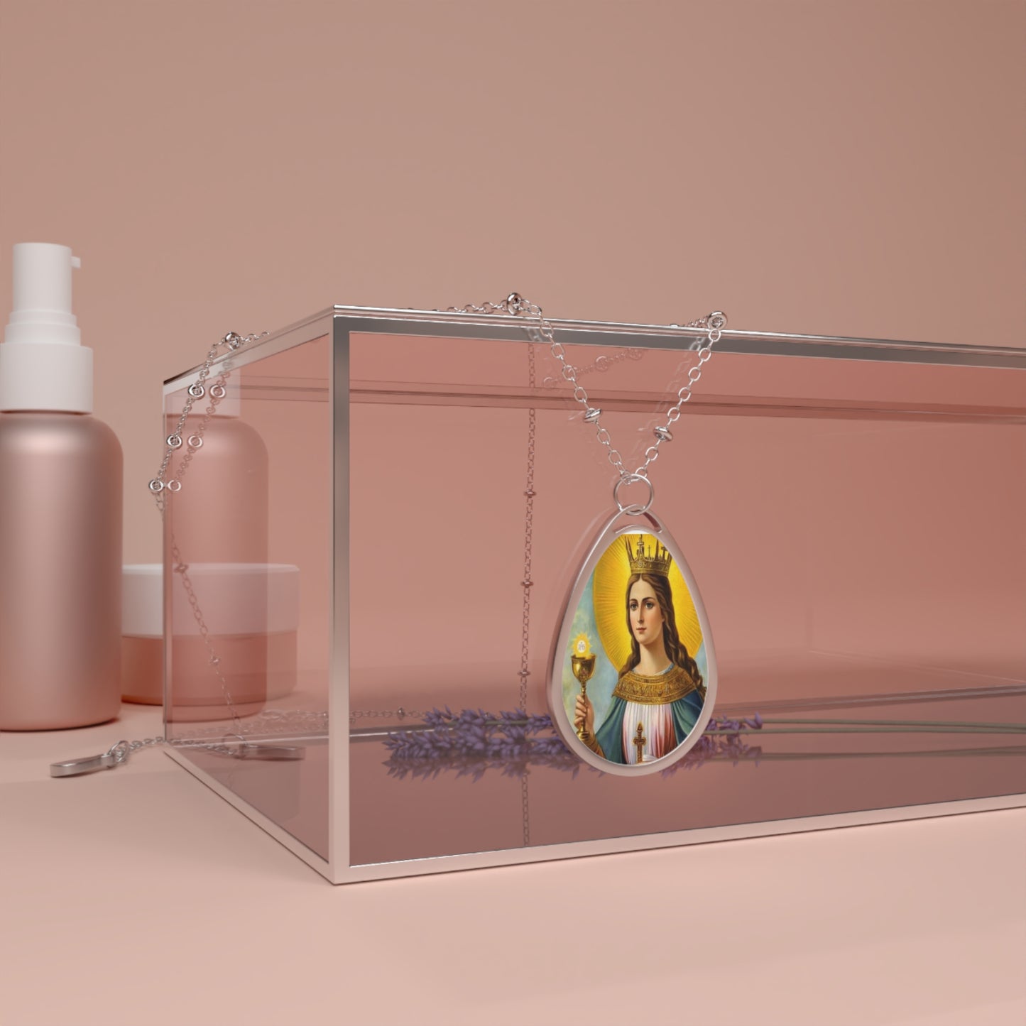 St. Barbara Catholic Necklace Drop Pendant