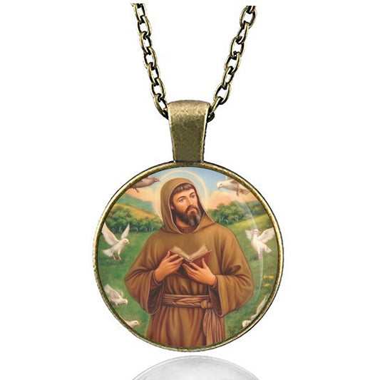 St. Francis of Assisi Catholic Medal Pendant Necklace