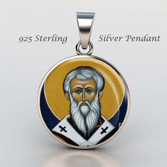 Saint Modestos Bishop Of Jerusalem Religious Devotional sterling silver 925 Christian Medal