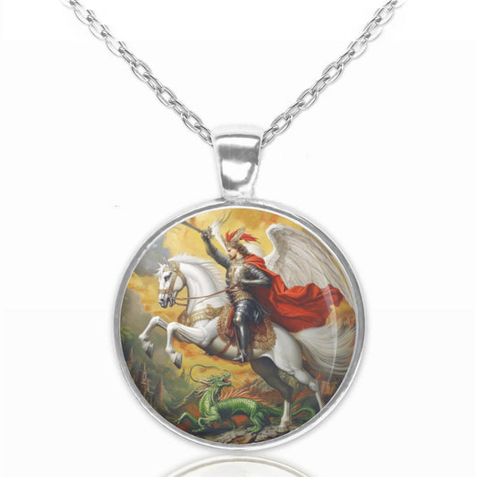St George Necklace Patron Saint of England Medal Pendant Necklace