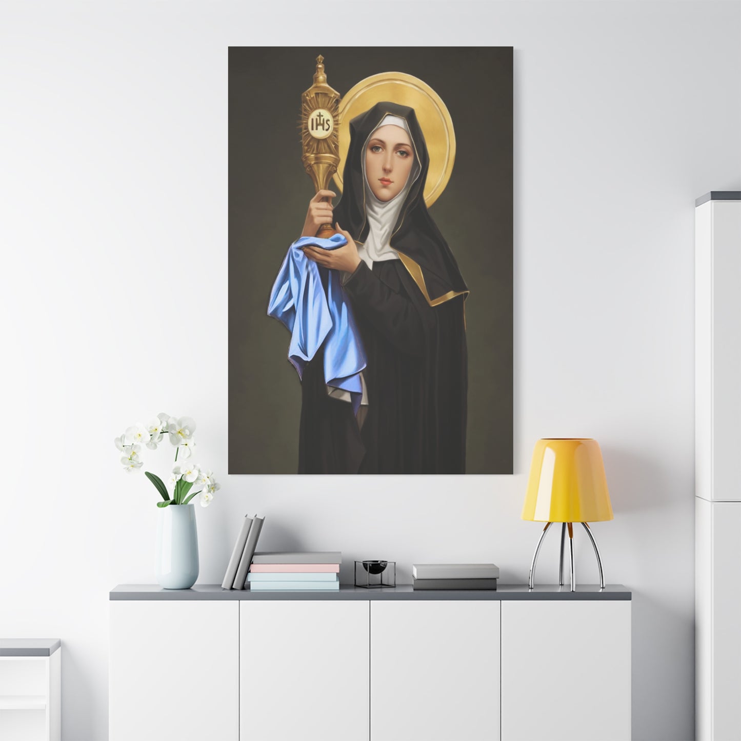 St. Clare of Assisi saint Catholic Canvas Wall Art, Christian Decor