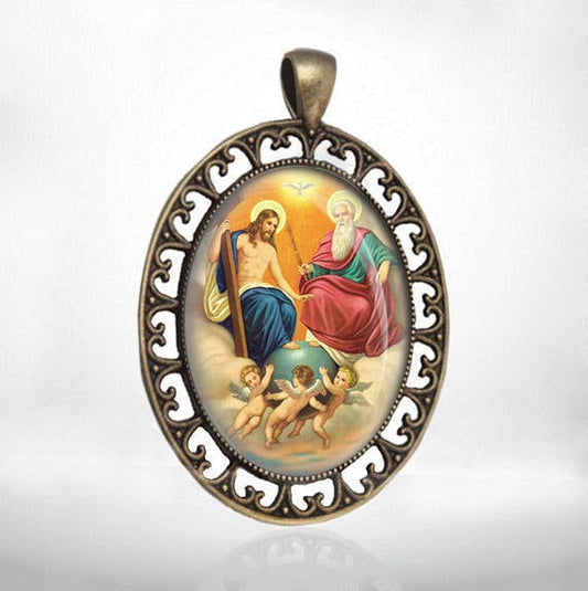 Holy Trinity Christian Catholic Medal. Large  Style Religious Pendant NEW