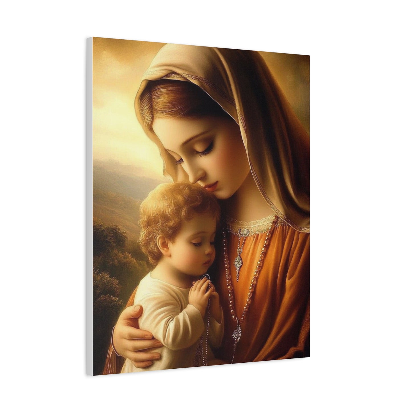 Mother Mary and Baby Jesus Catholic Canvas Wall Art, Christian Decor