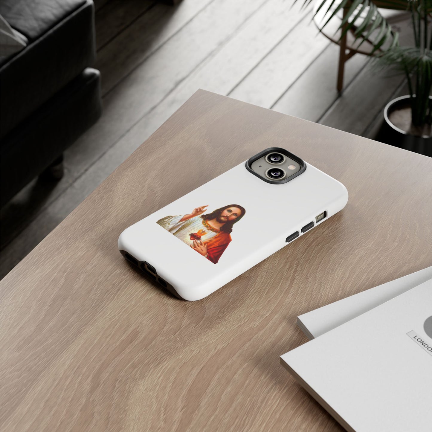 Artistic Phone Case Featuring Jesus, Tough Phone Case, Christian Gift, Religious Phone Cover, Inspirational Phone Accessory, Unique Jesus