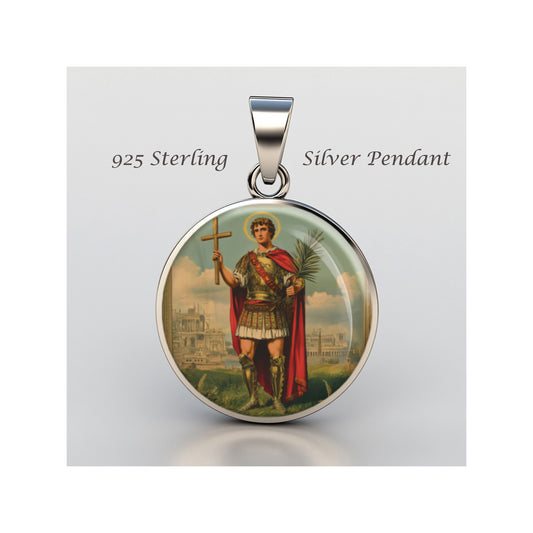 Saint Expedite Expeditus Catholic sterling silver 925 Christian Medal Patron image 0
