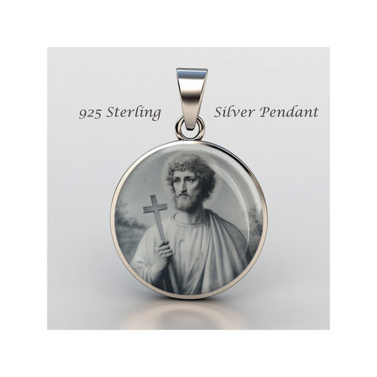 Saint Justin Religious Devotional sterling silver 925 Christian Medal Patron Pendant