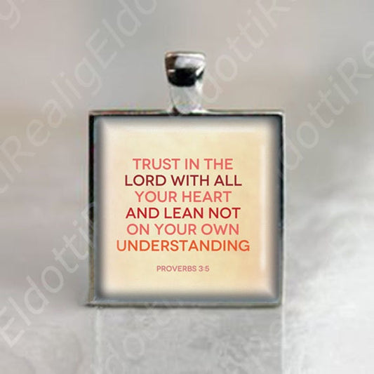 Trust In The LORD Proverbs 3:5-6 Bible Quote - Religious Christian Catholic Medal Pendant