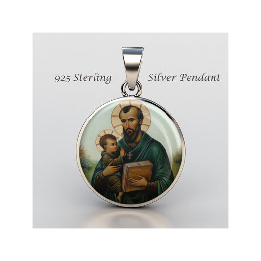Saint David Of Wales W Baby Jesus Catholic sterling silver 925 Christian Medal image 0