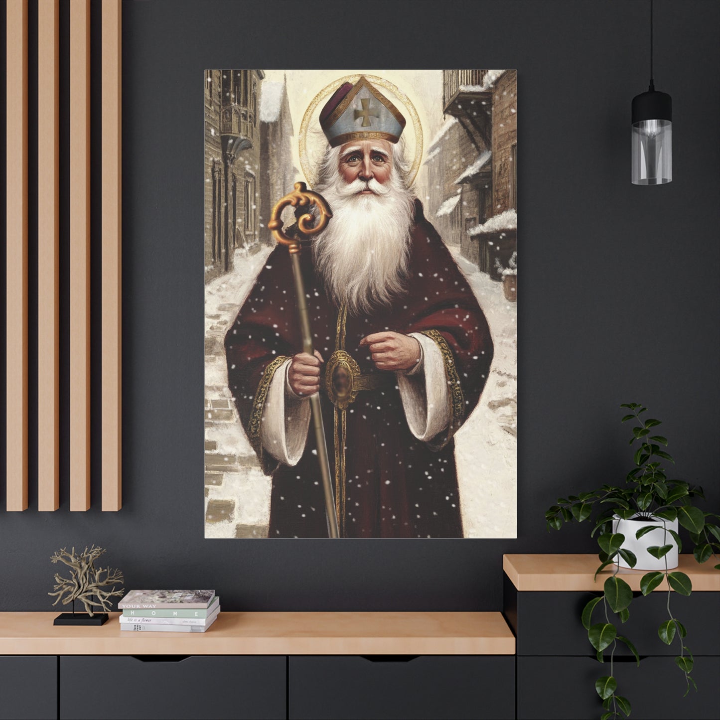 St. Nicholas of Bari Religious Canvas Wall Art, Christian Decor