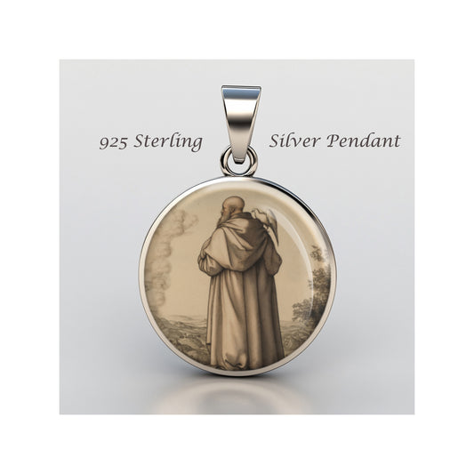 Saint David Bishop Catholic sterling silver 925 Christian Medal Patron Pendant image 0