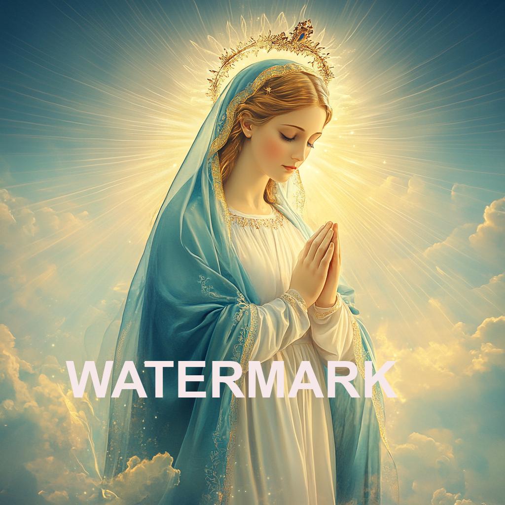 Our Lady Virgin Mary In Heaven  Golden Religious Art Digital Image image 0