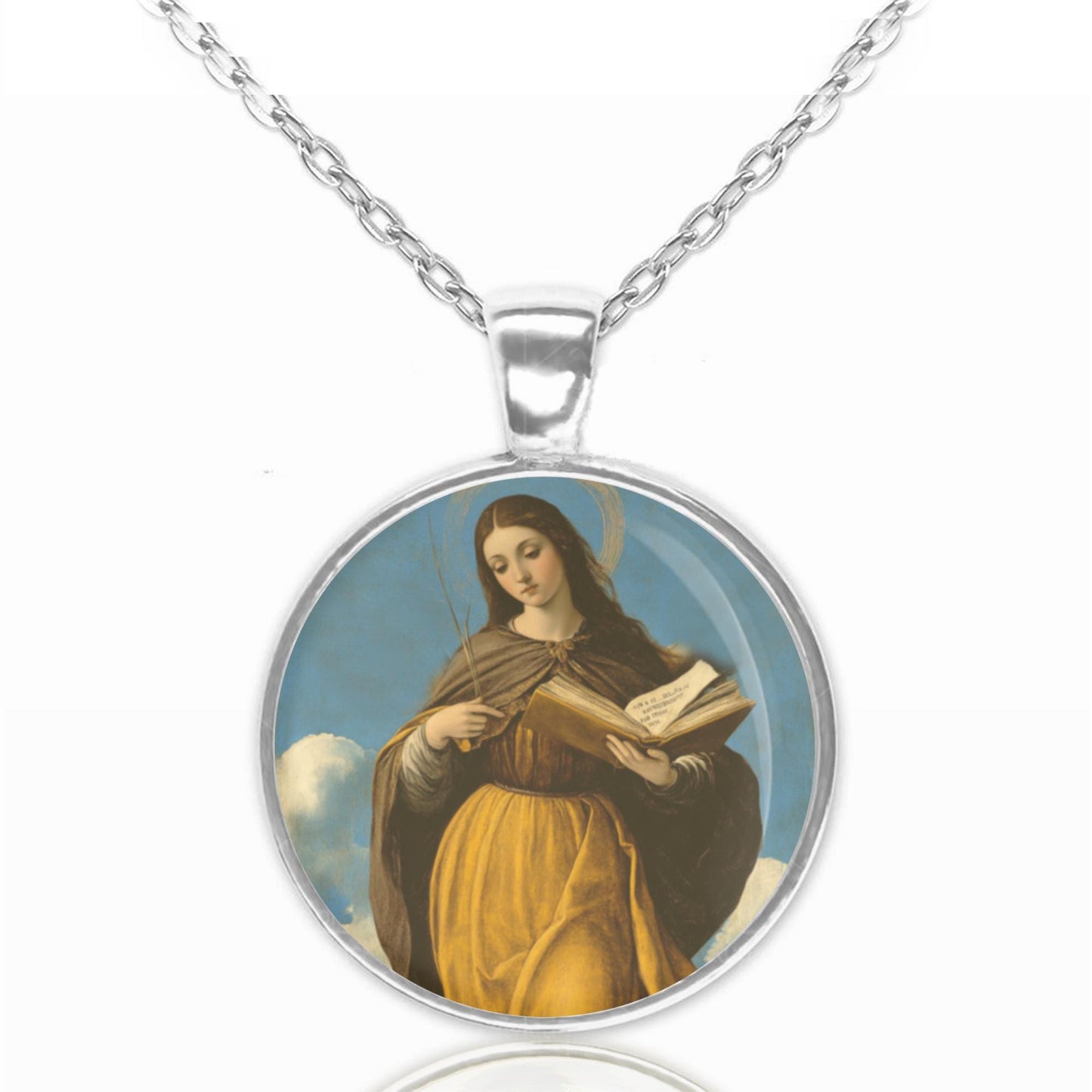 Saint Agatha Religious Pendant Necklace