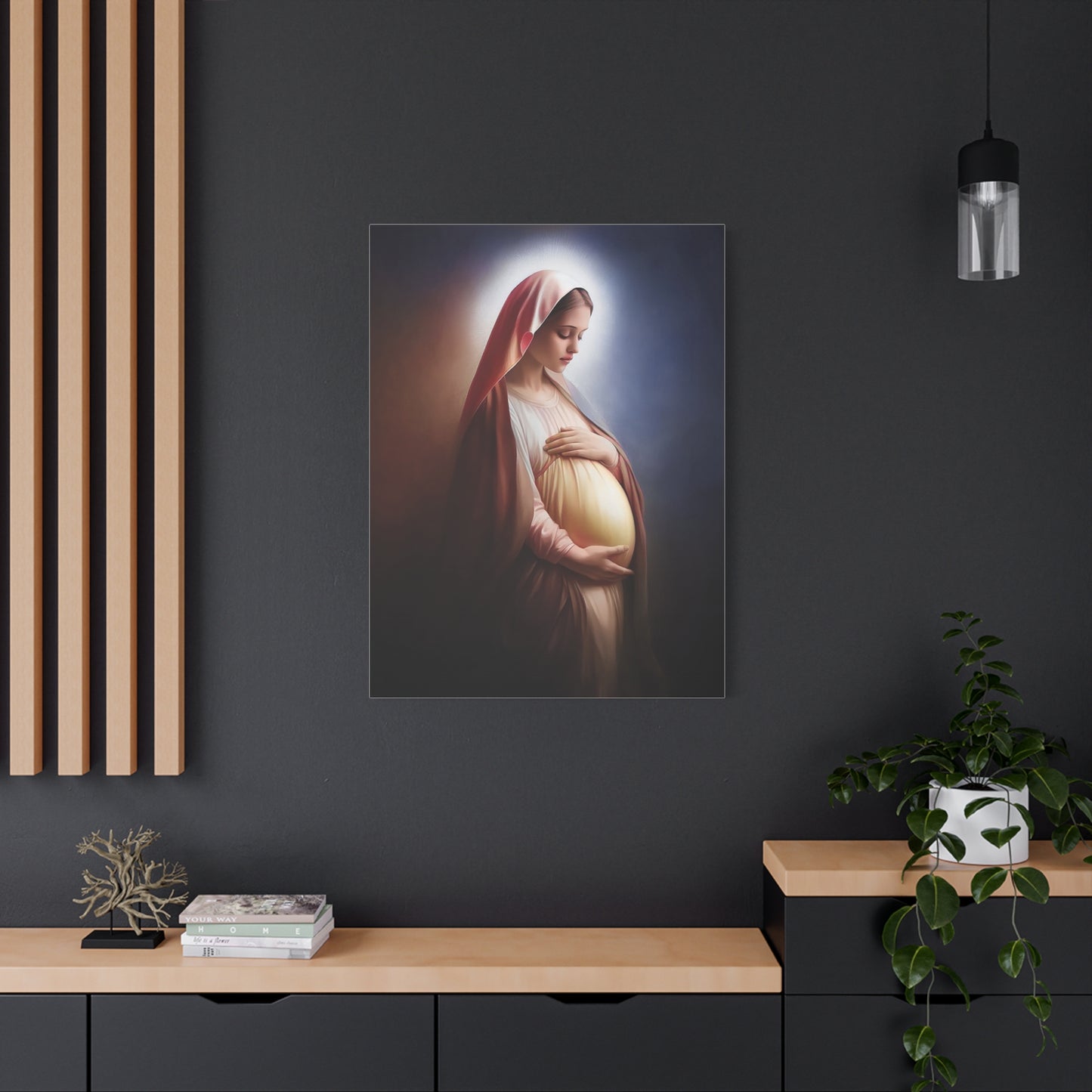 Ready To Hang - Pregnant Mother Mary Catholic Canvas Wall Art, Christian Decor