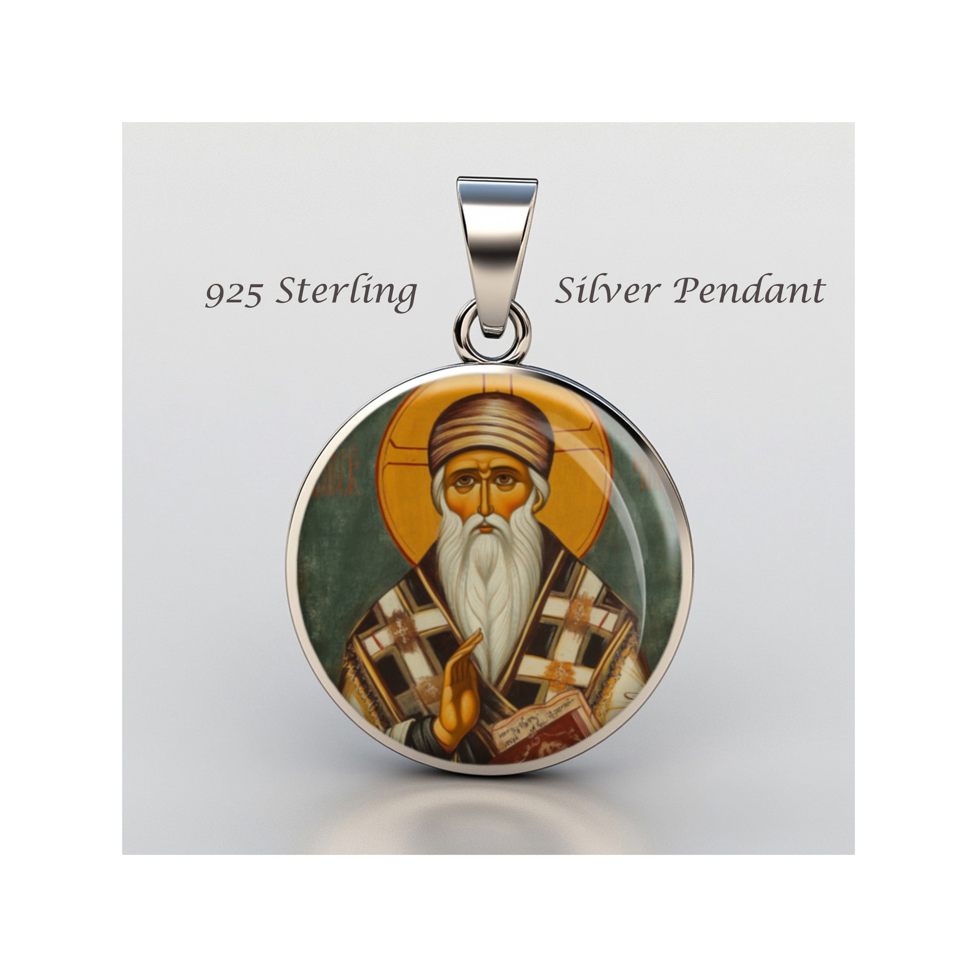Saint Methodios Archbishop Of Constantinople  sterling silver 925  Medal Patron image 0