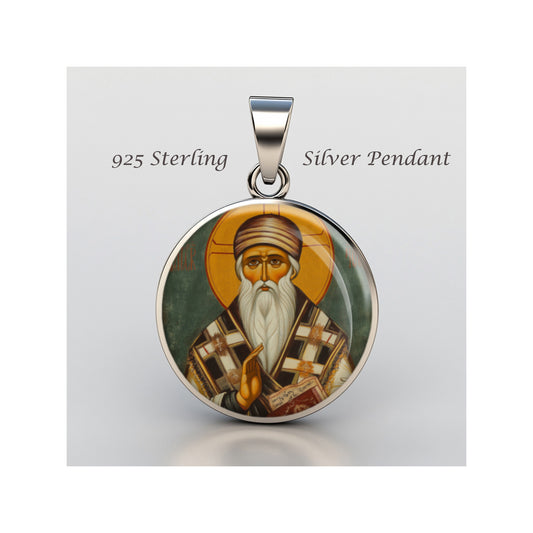Saint Methodios Archbishop Of Constantinople  sterling silver 925  Medal Patron image 0