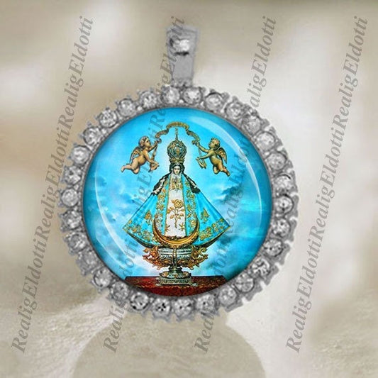 San Juan de Los Lagos Virgin Mary Christian Catholic Silver Tone Medal Pendant