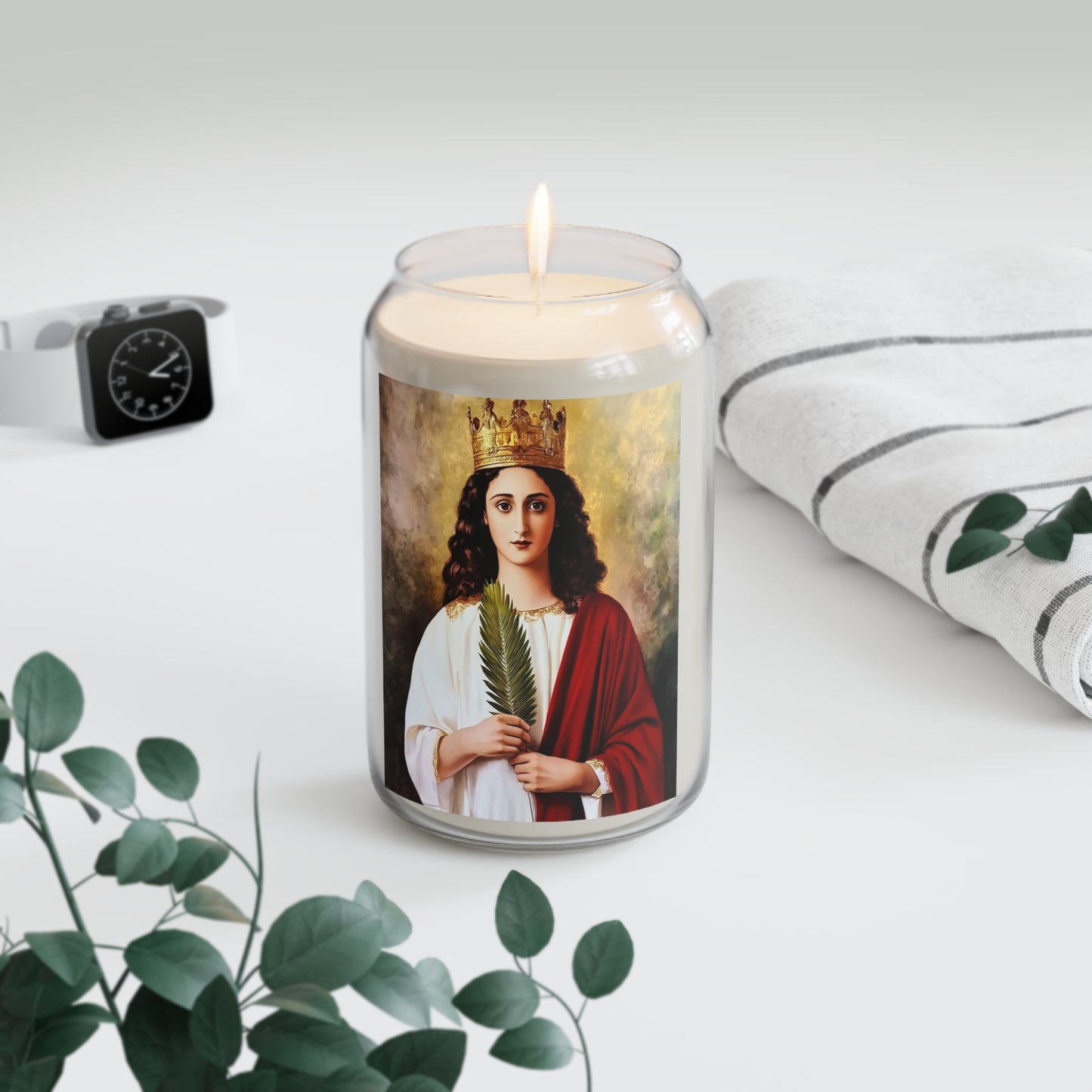 St. Barbara Catholic Serenity Scented Candle, 13.75oz | Relaxation Gift, Home Decor, Calm Atmosphere, Religious Decor