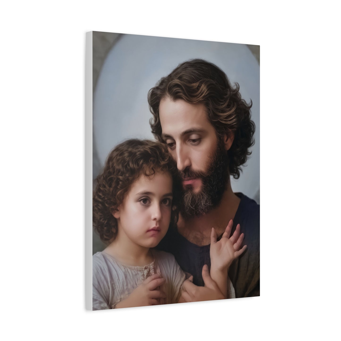 St. Joseph and Baby Jesus Catholic Canvas Wall Art, Print Christian Decor