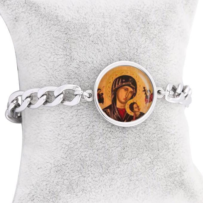 Mary Our Lady Perpetual Help Bracelet Gold or Silver tone Religious Jewelry Simple Chain