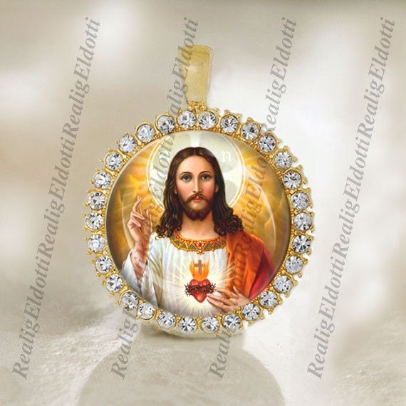 Jesus Sacred Heart Catholic Gold Tone Christian Religious Jewelry