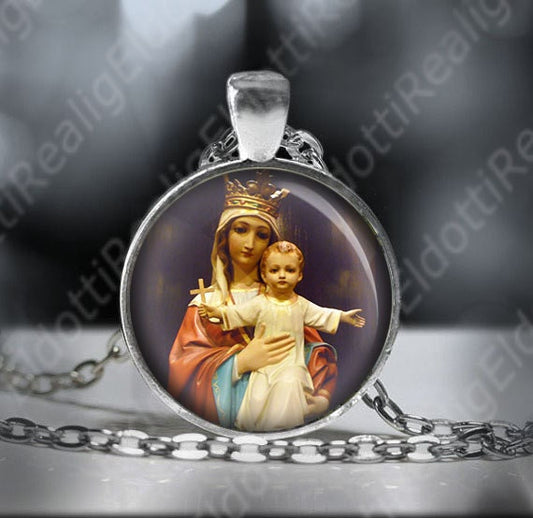 Blessed Virgin Mary Our Lady of Atonement Catholic Necklace. Virgin Mary Pendant. Catholic Medal.
