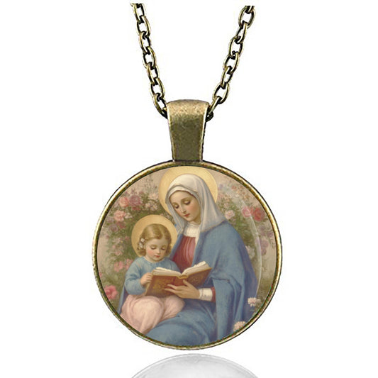 St Anne Catholic Necklace Saint Ann Patron Pendant Medal