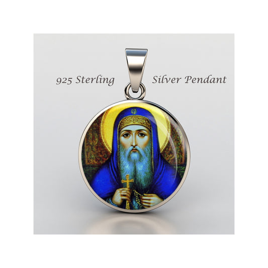 Saint Shenouda The Archimandrite Catholic sterling silver 925 Christian Medal image 0