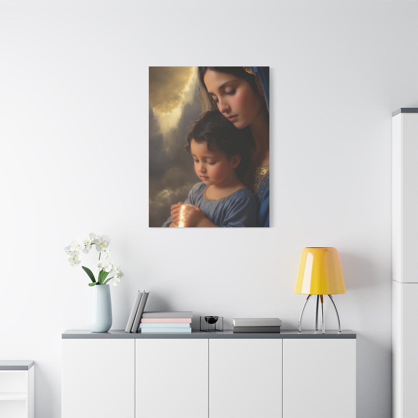 Mary and Baby Jesus Catholic Canvas Wall Art, Christian Decor
