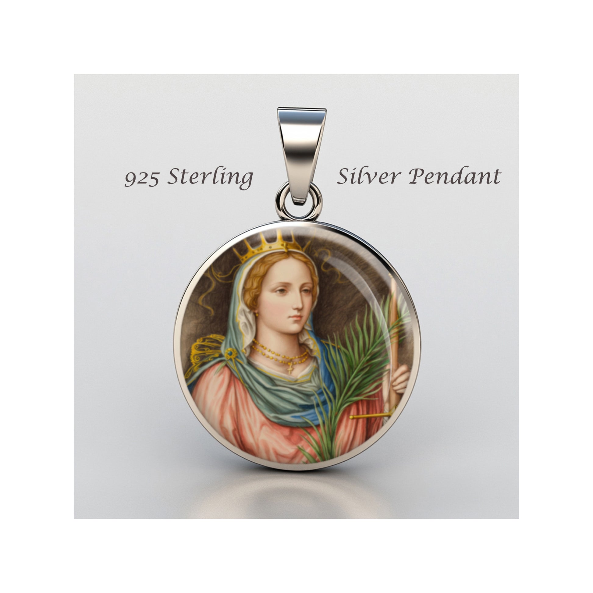 Saint Catherine Of Alexandria Catholic sterling silver 925  Medal Patron image 0