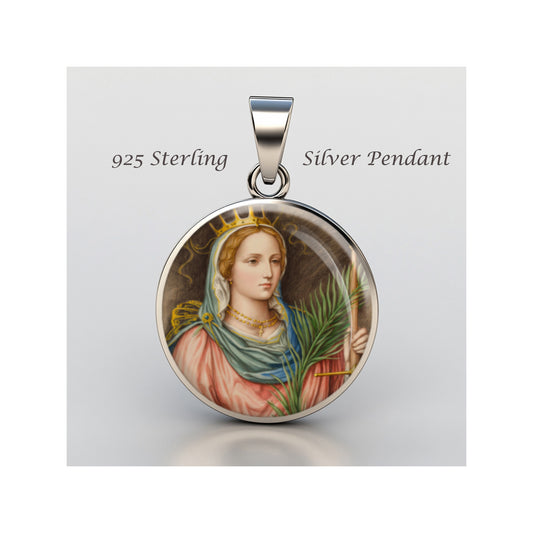 Saint Catherine Of Alexandria Catholic sterling silver 925  Medal Patron image 0