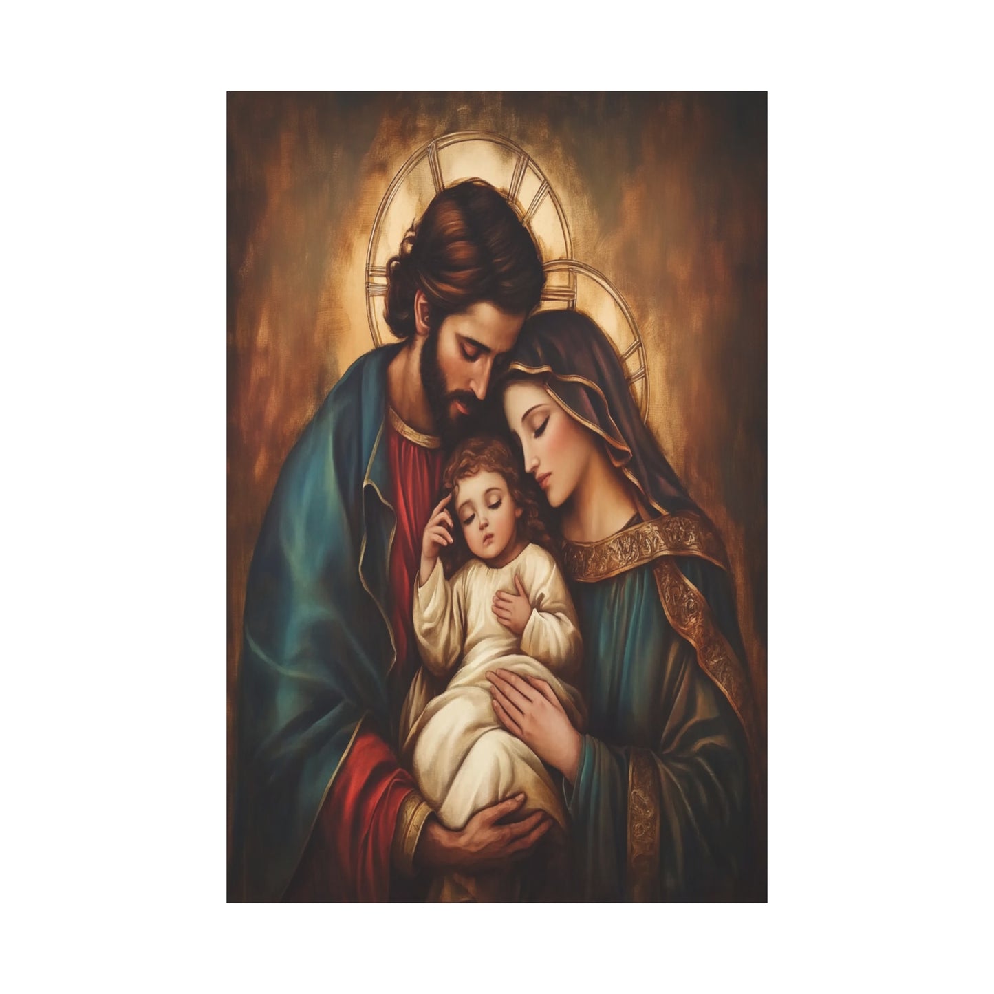 Holy Family Catholic Canvas Wall Art, Christian Decor