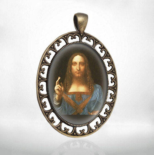 Salvator Mundi Jesus Christ Medal Saviour of the World Pendant Christ Holding an Orb