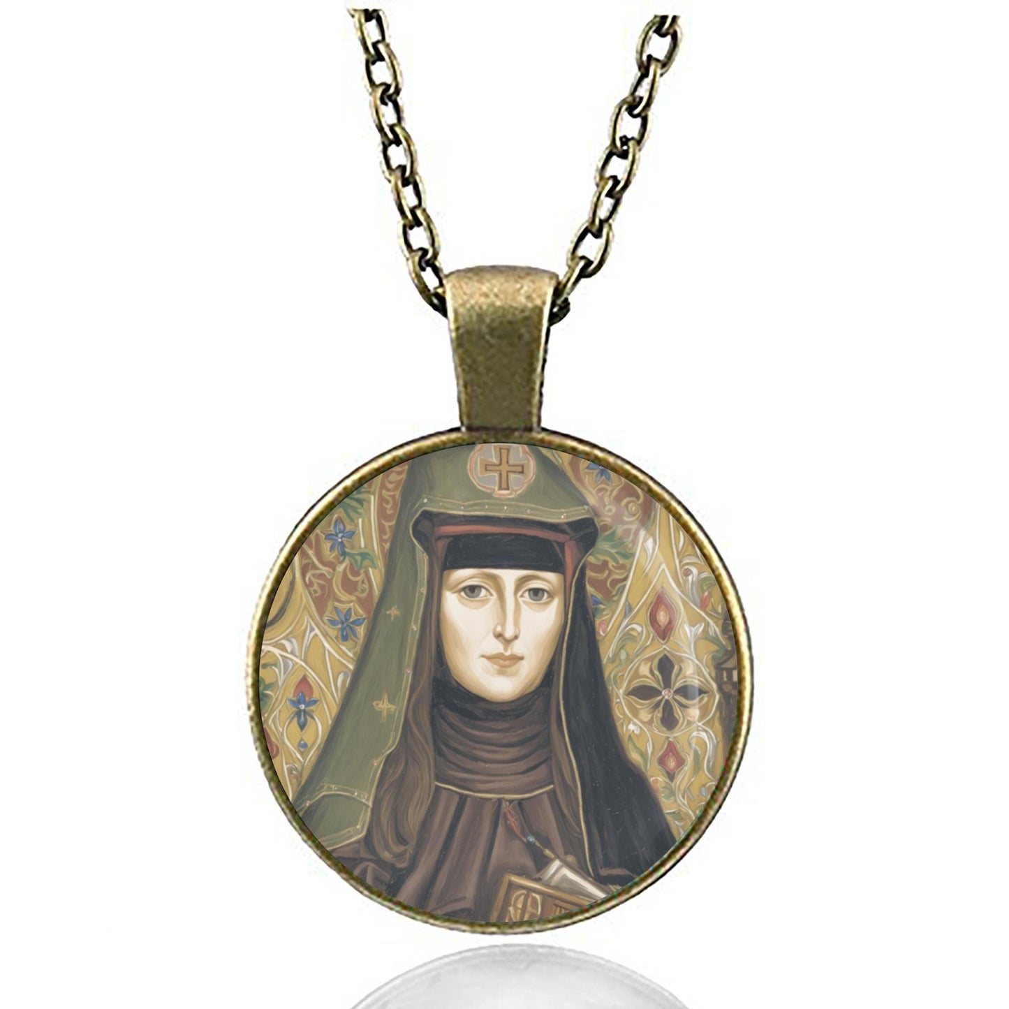 St. Hildegard of Bingen Necklace Medal Pendant Christian Religious Jewelry