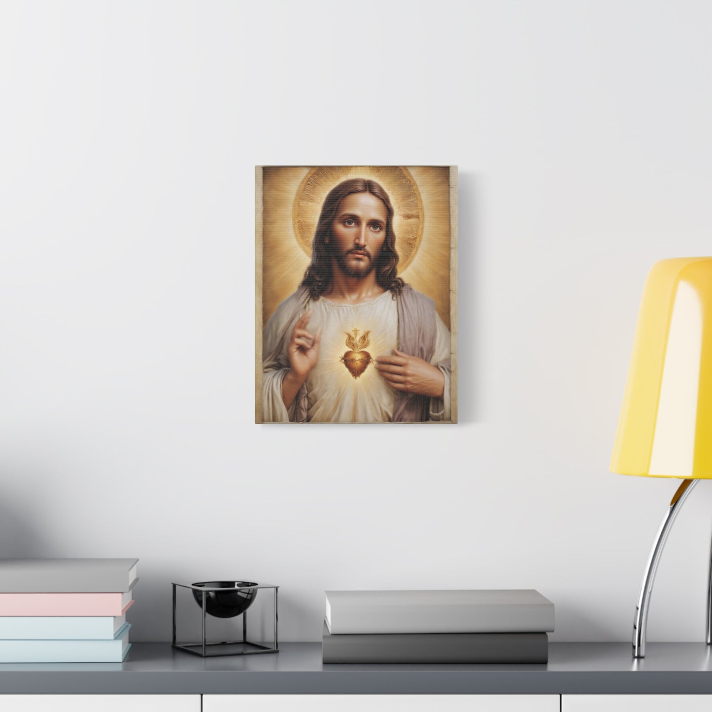 Jesus Christ Sacred Heart Catholic Canvas Wall Art, Christian Decor