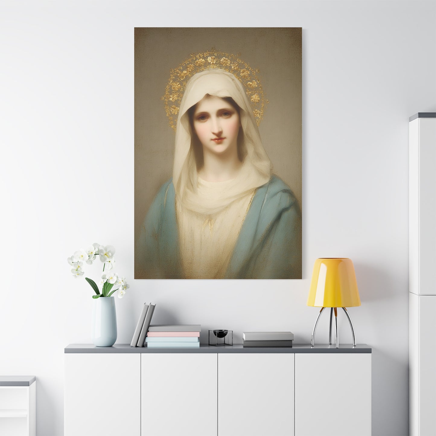 Holy Mother Mary Catholic Canvas Wall Art, Christian Decor