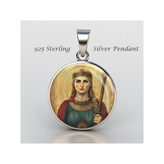 Saint Olga Catholic sterling silver 925 Christian Medal Patron Pendant image 0
