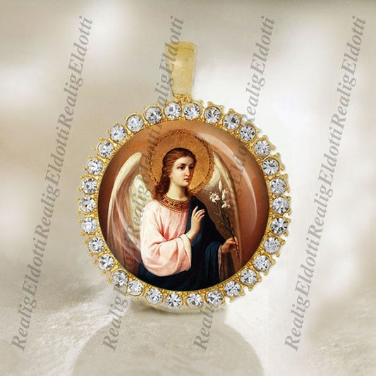 Sweet Angel Orthodox Christian Gold Tone Religious Medal Pendant