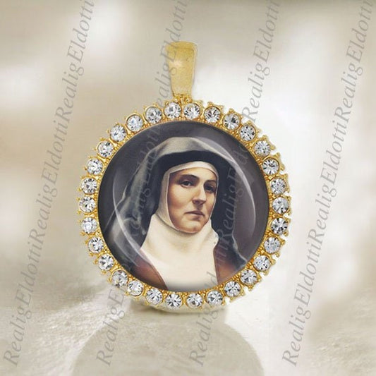 St Edith Stein Teresa Benedicta of the Cross Medal Catholic Gold Tone Jewelry