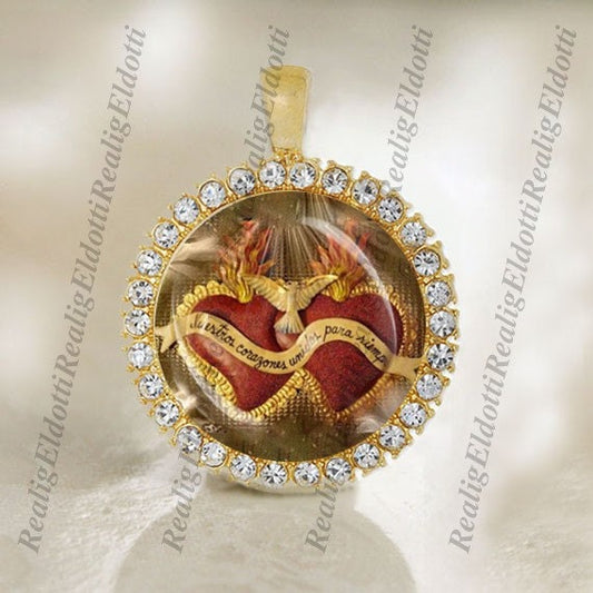 Jesus Christ Sacred Heart Religious Christian Catholic Gold Tone Medal Pendant Jewelry