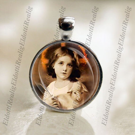 Child Jesus Christ with A Lamb - Catholic Medal Pendant Religious Christian