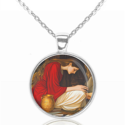 Saint Mary Magdalene Anointing Christ's Feet Necklace Medal Pendant