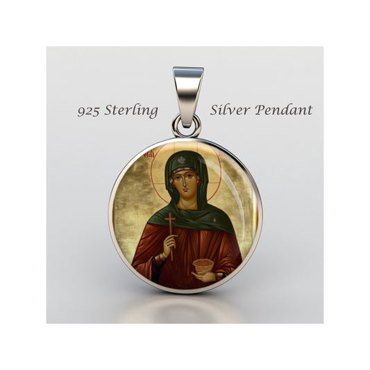 Saint Parasceva Catholic sterling silver 925 Christian Medal Patron Pendant image 0
